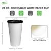 20 oz Disposable White Paper Coffee Cups with Black Flat Lids, Recyclable Hot/Cold Beverage Paper Drinking Cups with Lids for Tea, Water, Coffee, Travel, Picnic, Breakroom, Office (1000 PACK) view 3