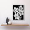 Artery8 Daffodil Wildflower Plant Blooms Black and White Artwork Framed A3 Wall Art Print view 2