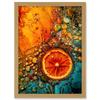 Artery8 Abstract Liquid Paint Dried Orange Fruit Slice Artwork Framed A3 Wall Art Print view 1