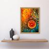Artery8 Abstract Liquid Paint Dried Orange Fruit Slice Artwork Framed A3 Wall Art Print view 2