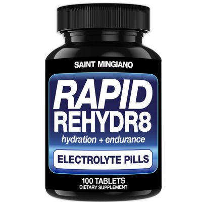 Saint Mingiano Rapid Rehydr8 Electrolyte Supplements 100 Capsules  Hydration Pills, Altitude Prevention Prevention, Cramping and Supports Muscle Endurance and Recovery - 100 Easy to Swallow