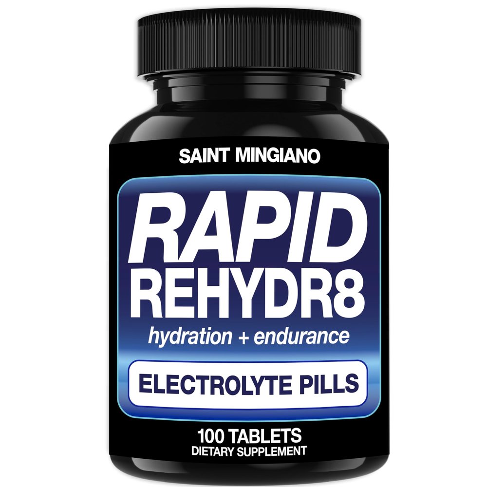 Saint Mingiano Rapid Rehydr8 Electrolyte Supplements 100 Capsules  Hydration Pills, Altitude Prevention Prevention, Cramping and Supports Muscle Endurance and Recovery - 100 Easy to Swallow
