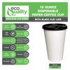 16 oz Disposable White Paper Coffee Cups with Black Flat Lids, Recyclable Hot/Cold Beverage Paper Drinking Cups with Lids for Tea, Water, Coffee, Travel, Picnic, Breakroom, Office (150 PACK) view 2