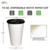 16 oz Disposable White Paper Coffee Cups with Black Flat Lids, Recyclable Hot/Cold Beverage Paper Drinking Cups with Lids for Tea, Water, Coffee, Travel, Picnic, Breakroom, Office (150 PACK) view 3
