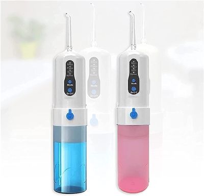 CAFFIA Cordless Water Floss Cleaner Set of 2 Electric Oral Cleaner 4 Modes IPX7 Grade Waterproof Portable Tooth Cleaner with 200ml Detachable Water Tank Professional Cordless Tooth Cleaner for Oral (
