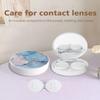 LRITER Contact Lens Case, Portable with Mirror, a Variety of Patterns and Shapes to Choose from, Auitable for Daily Makeup Office Travel Outdoor Use (Blue Marble) view 3