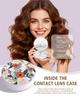 LRITER Contact Lens Case, Portable with Mirror, a Variety of Patterns and Shapes to Choose from, Auitable for Daily Makeup Office Travel Outdoor Use (Retro Flowers) view 2