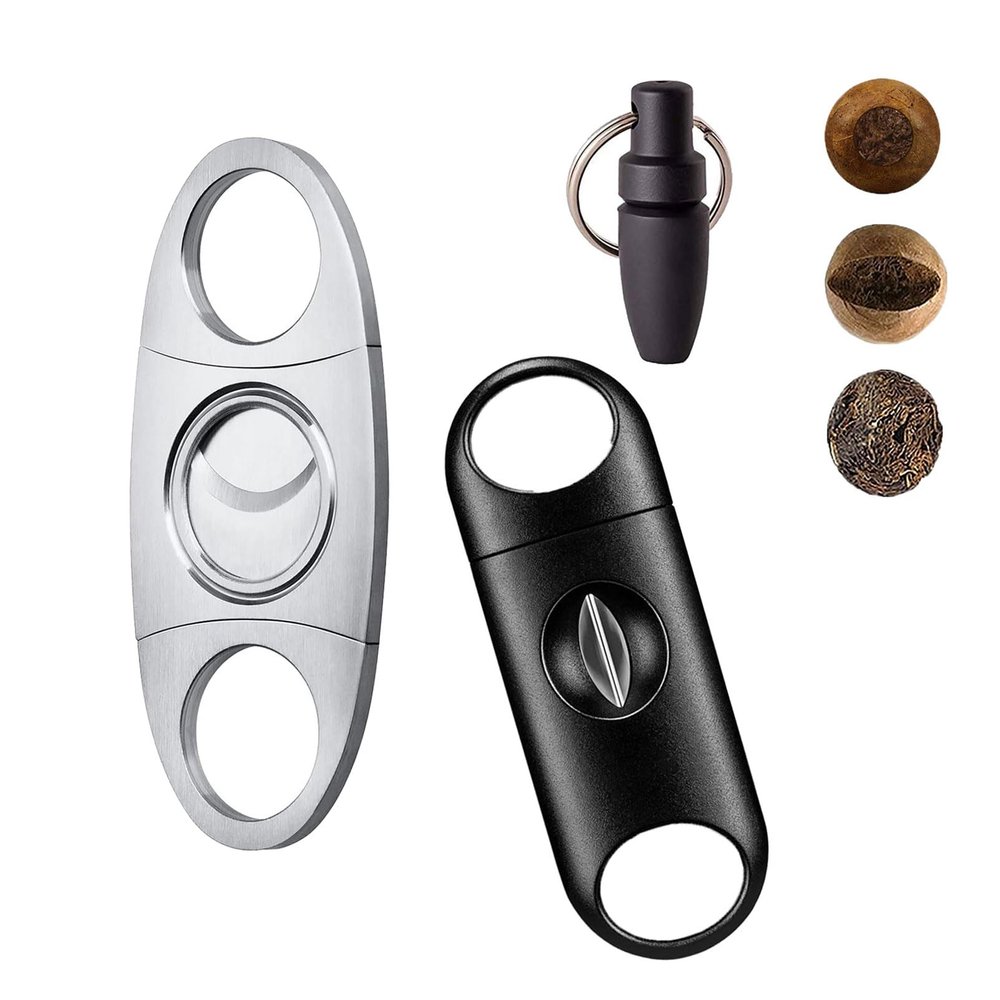 Cigar Cutter Cigar Punch Guillotine Cigar Cutter & V-Cut Cigar Cutter 3 Pack Perfect Combo of Cigar Accessories for Men (3 Pack, Silver)