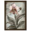 Artery8 Art Nouveau Pink Orchid Bloom Flower Watercolour Artwork Framed Wall Art Print A4 view 1