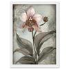 Artery8 Art Nouveau Pink Orchid Bloom Flower Watercolour Artwork Framed Wall Art Print A4 view 1