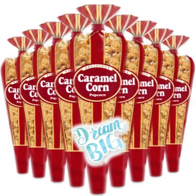 Gourmet Popcorn  Limited Edition Pack of 12 Caramel Corn Mini Cones & Exclusive Inspirational Sticker! 26.4oz total.