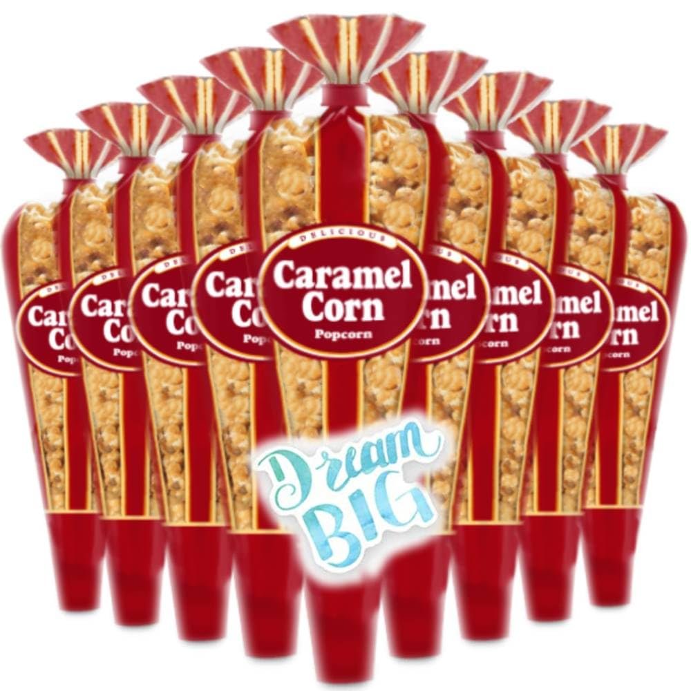 Gourmet Popcorn Limited Edition Pack of 12 Caramel Corn Mini Cones & Exclusive Inspirational Sticker! 26.4oz total.