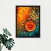 Artery8 Abstract Liquid Paint Dried Orange Fruit Slice Artwork Framed Wall Art Print 18X24 Inch view 2