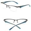 TZUFA Lightweight Metal Rectangle Semi Rimless Reading Glasses for Men, Half Frame Metal Readers Spring Hinge Eyeglasses (Color : Blue, Size : 2.00x) view 3