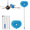 Ceiling Fan Cleaner Duster Reusable Microfiber Ceiling Fan Blade Cleaner Removable Duster with Extension Pole Adjusts 13 to 49.7 Inch for Cleaning Walls Bookshelves Furniture Door Window Top (Blue) view 1