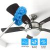 Ceiling Fan Cleaner Duster Reusable Microfiber Ceiling Fan Blade Cleaner Removable Duster with Extension Pole Adjusts 13 to 49.7 Inch for Cleaning Walls Bookshelves Furniture Door Window Top (Blue) view 2