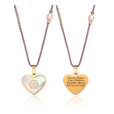 BAIYI HOPE Personalized Heart Medical Alert ID Necklace with Pendant for Women - Custom Engraving for Diabetes Warfarin Dialysis Stroke Pacemakers Med ID Necklace