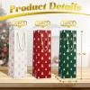 Woanger 60 Pieces Christmas Wine Gift Bags Bulk Kraft Paper Wine Bottle Bags with Handle Red Green White Gift Totes with Gold Polka Dots Christmas Tree for Whiskey Spirits Drinks(Tree) view 2