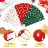 Woanger 60 Pieces Christmas Wine Gift Bags Bulk Kraft Paper Wine Bottle Bags with Handle Red Green White Gift Totes with Gold Polka Dots Christmas Tree for Whiskey Spirits Drinks(Tree) view 3