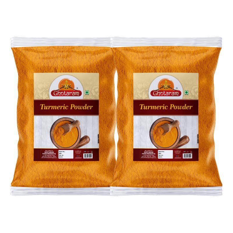 Ghotaram Authentic Sangli Turmeric (Haldi) Powder, organically grow haldi ka powder, Rich Flavour Turmeric Powder, Haldi Powder, Pasupu podi, Curcuma longa Haldar Haladhi Powder-80Gx2Pk