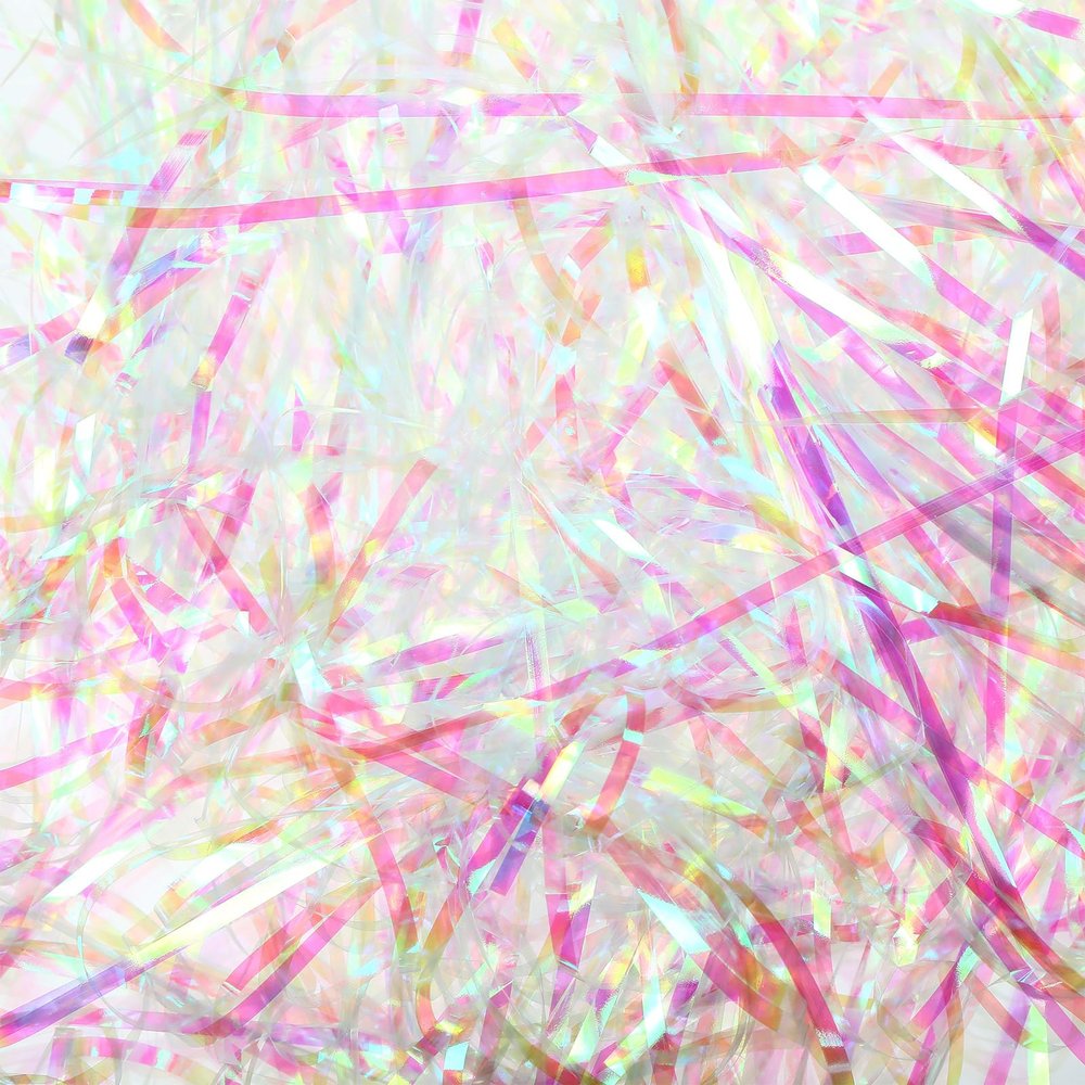 Fulmoon 3lb Iridescent Film PP Hamper Shreds Shredded Paper for Gift Box Crinkle Confetti Filler Plastic Packing Raffia Filler for DIY Gift Wrapping,Valentine's Day Basket Filling and Party Decoration