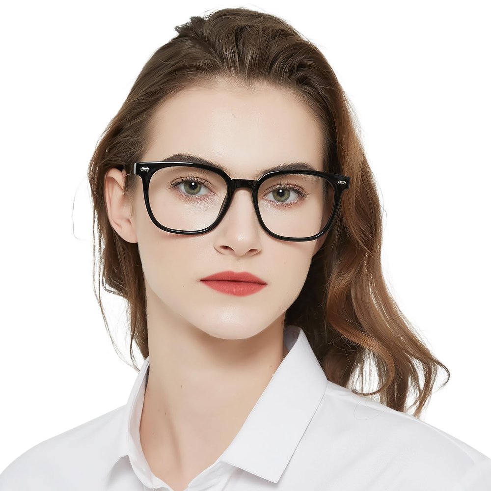 AEZUNI Large Frame Reading Glasses for Women Trendy Square Readers Eyeglasses 1.0 1.5 2.0 2.5 3.0 3.5 4.0 5.0 6.0 (Black, 1.50)