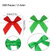 200 Pieces Mini Twist Tie Bows Satin Ribbon DIY Twist Bow Crafts Gift Wrapping Bows for Candy Bags, Christmas, Wedding, Party Present Decoration (Red, Green) view 2