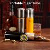 Travel Cigar Humidor Case/Box Metal Portable Air Tight Lid Smell Proof Cigar Case Tube Built in Humidifier for Humidity Control, Humidor That can Hold About 3-5 Cigars with Gift Box (Black) view 2