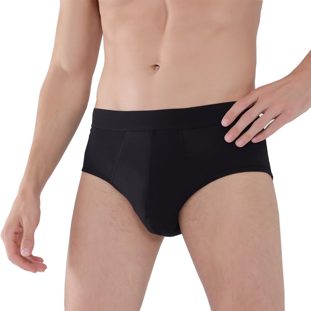AIRCUTE Men Urinary Incontinence Underwear Washable Super Absorbency Briefs for Bladder Leaks 160ML 1 Pack (Medium, Black)