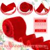 24 Yards Christmas Velvet Wrapping Ribbon, 8 Roll Silk Frayed Handmade Velvet Ribbon for Wedding Bouquet Invitation Christmas Wreaths Decor Gift Wrapping Cards DIY (Red,2 Inch) view 3