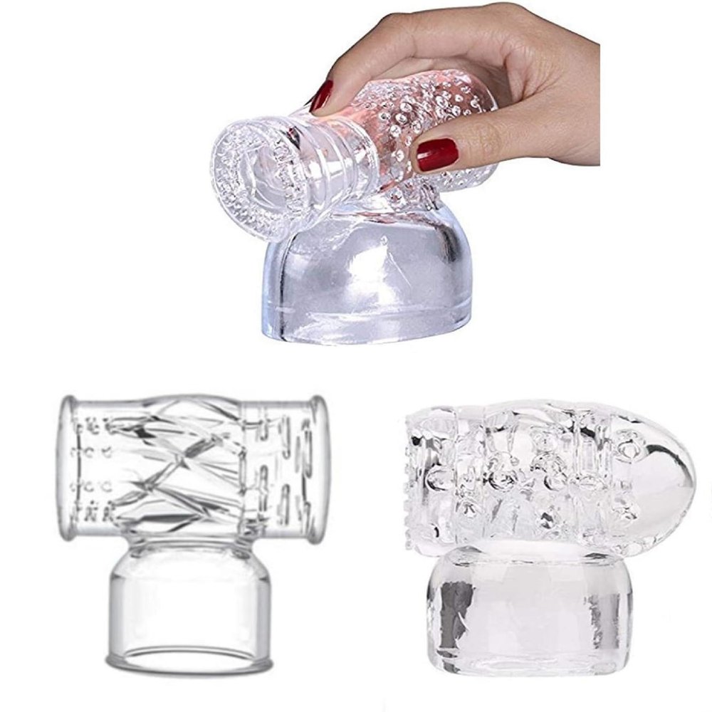 Magic Wand Attachment for Men's Training, Medium Size Massage Head Cover, TPE Material, 1.77-inch Inner Diameter(clear/3Pcs)
