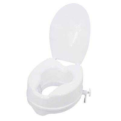 YALIYA Raised Toilet Seat with Lid 300 Lbs Heavy Duty Elevated Toilet Seat with Tightening Clamps Raised Toilet Seats for Most Elongated Toilets (White, 6 Inches)