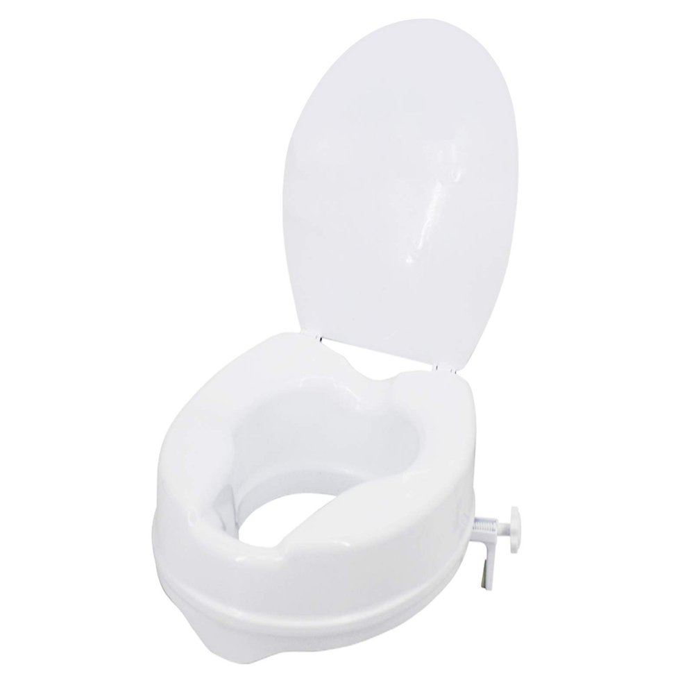 YALIYA Raised Toilet Seat with Lid 300 Lbs Heavy Duty Elevated Toilet Seat with Tightening Clamps Raised Toilet Seats for Most Elongated Toilets (White, 6 Inches)