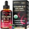 USDA Organic Vitamin B12 Sublingual Drops - 5000 mcg Liquid Vegan Methylcobalamin for Women & Men - Energy Boost, Focus & Mood, Brain Health Support - Maximize Absorption - 2 Month Supply, 2 fl oz view 1