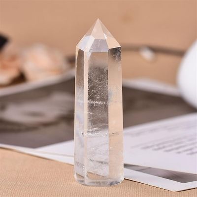 AtkitS 1pc Natural Stones and Crystals Amethyst Quartz Reiki Healing Stone Tower Obelisk Energy Mineral Home Decor Ornaments (Color : Clear Quartz, Size : 70-80mm)
