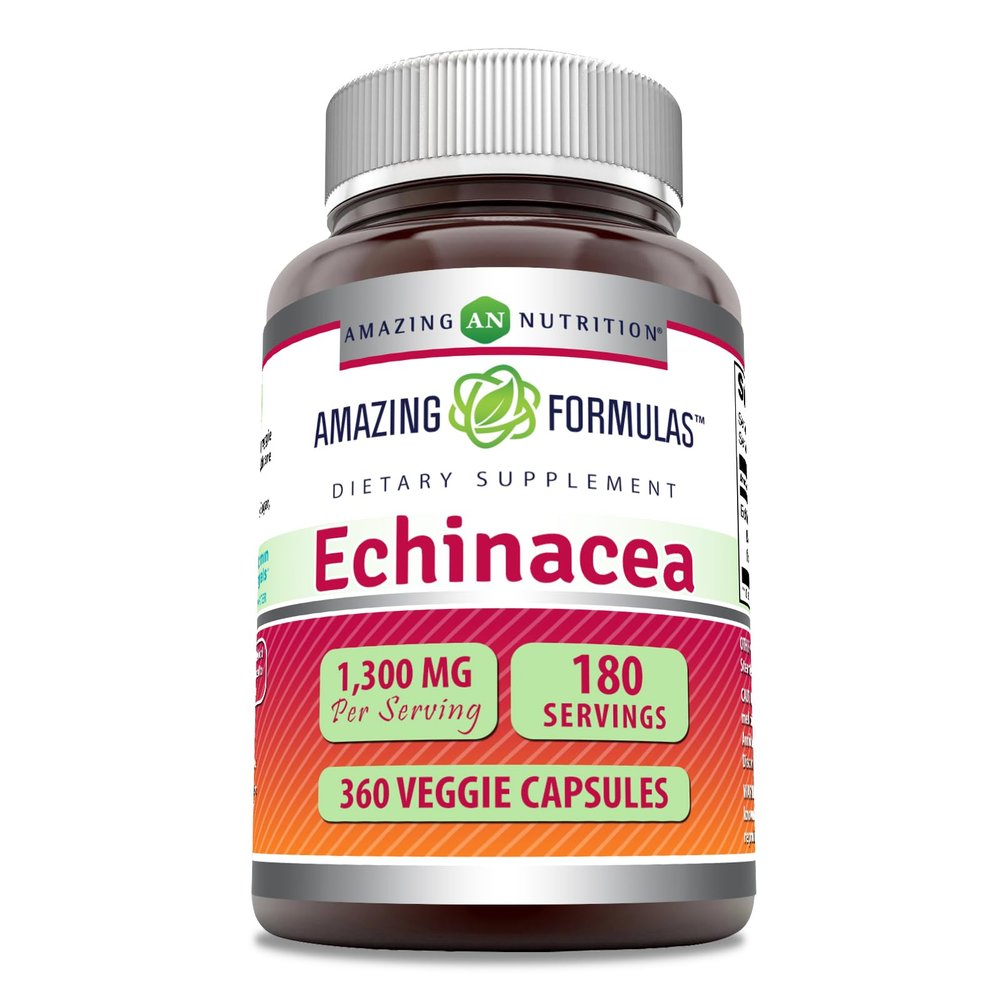 Amazing Formulas Echinacea | 1300 Mg Per Serving | 360 Veggie Capsules | Non-GMO | Gluten Free | Made in USA