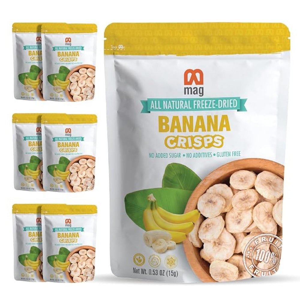 Banana Fruit Snacks Frozen Dry Fruit Slices Fresh And 100% Natural Healty Food For Kids Travellers Backpackers Salad Smootie Muesli Topping Snack On The Go Gift Included (Pack of 6)