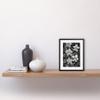 Artery8 White on Black Blooming Orchid Flower Plants Artwork Framed Wall Art Print 9X7 Inch view 2