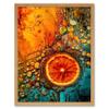 Artery8 Abstract Liquid Paint Dried Orange Fruit Slice Artwork Framed Wall Art Print 9X7 Inch view 1