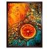 Artery8 Abstract Liquid Paint Dried Orange Fruit Slice Artwork Framed Wall Art Print 9X7 Inch view 1