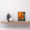 Artery8 Abstract Liquid Paint Dried Orange Fruit Slice Artwork Framed Wall Art Print 9X7 Inch view 2