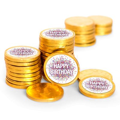 80 Pcs Birthday Candy Party Favors Chocolate Coins by Just Candy - Gold