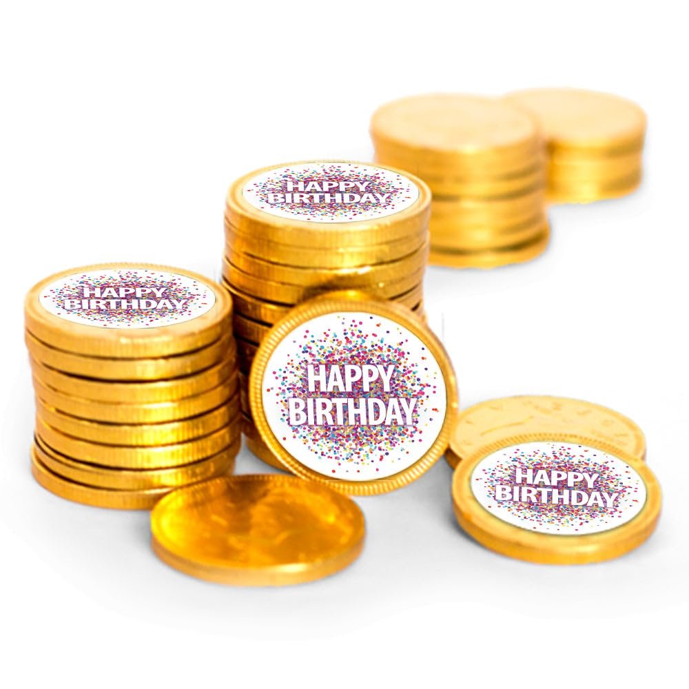 80 Pcs Birthday Candy Party Favors Chocolate Coins by Just Candy - Gold