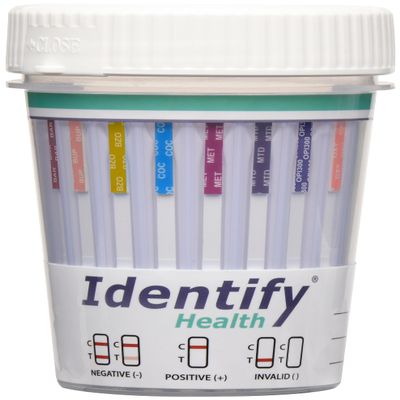 Identify Health Drug Screen Test - 50 Pack - 9 Panel CLIA Waived Instant Urine Drug Test Cup for AMP,BAR,BUP,BZO,COC,MET,MTD,OPI/MOP,OXY