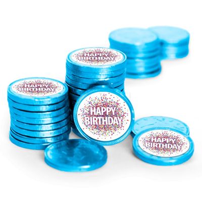 80 Pcs Birthday Candy Party Favors Chocolate Coins by Just Candy - Light Blue