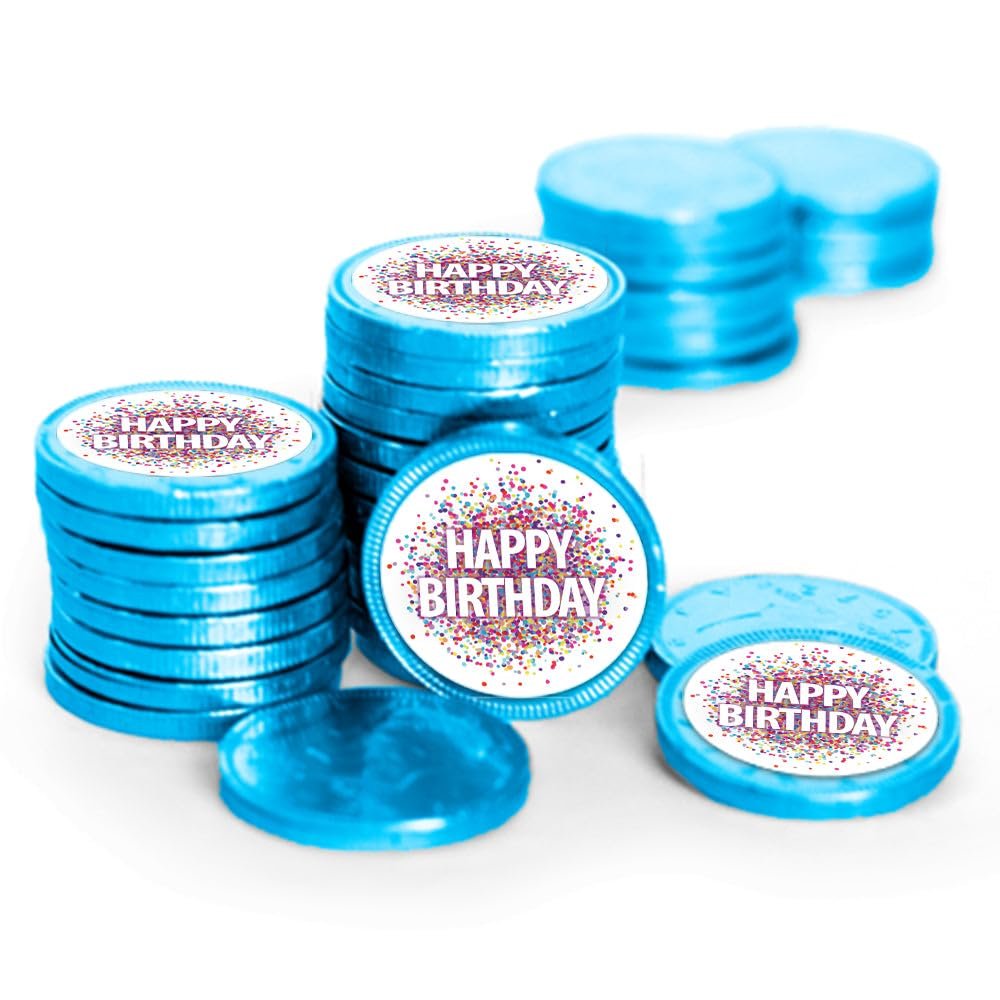 80 Pcs Birthday Candy Party Favors Chocolate Coins by Just Candy - Light Blue