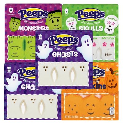 Halloween Marshmallows Candy, Spooky Shaped Assortment, Ghosts, Pumpkins, Skulls, and Monsters, 32 Pieces (Pack of 5)