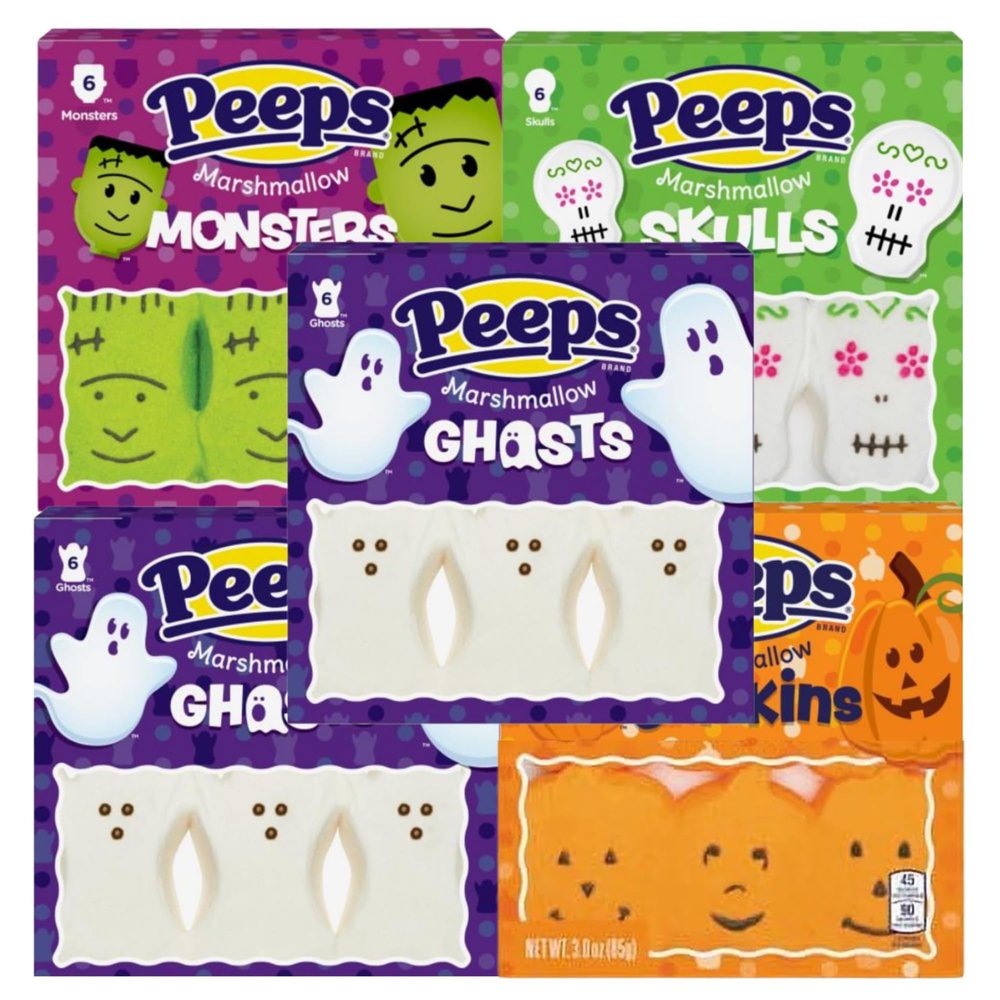 Halloween Marshmallows Candy, Spooky Shaped Assortment, Ghosts, Pumpkins, Skulls, and Monsters, 32 Pieces (Pack of 5)