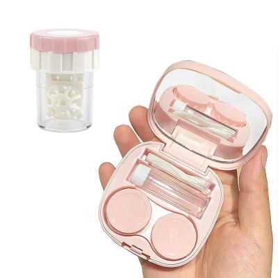 Tekalobr Contact Lens Case with Cleaner Washer, Portable Contact Lens Travel Kit with Mirror Remover Tool Tweezers Solution Bottle Mini Container Holder Storage Box for Outdoor Daily