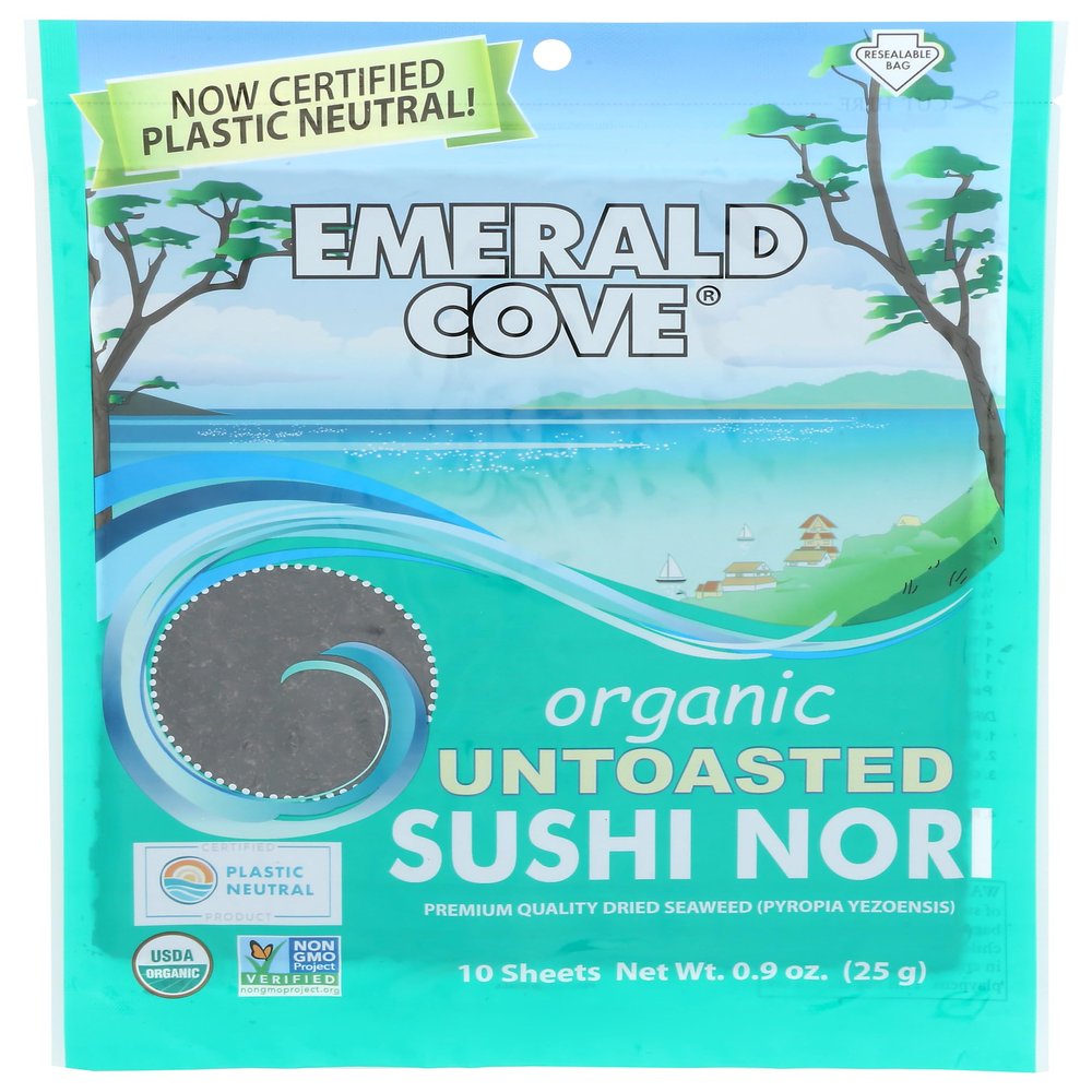 Emerald Cove Organic Untoasted Nori Sheets, Non GMO, 10 Pieces (Pack Of 6)